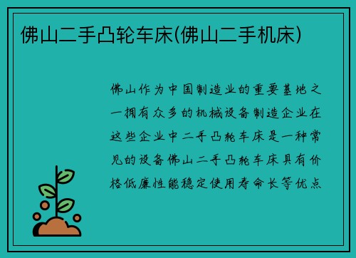 佛山二手凸轮车床(佛山二手机床)